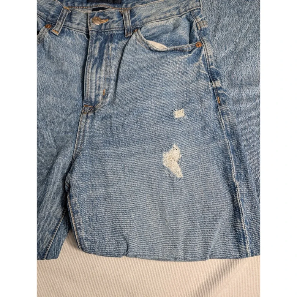 Aeropostale Mom Jeans Womens‎ 29 Light Wash Distressed High Waisted Straight Leg